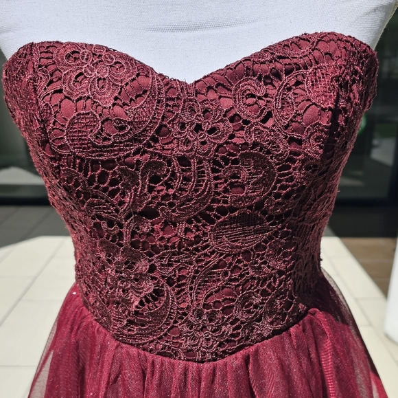 🆑️ SPEECHLESS Fit Flare Dress | Strapless Tube Floral Lace Sweetheart M - Picture 3 of 17